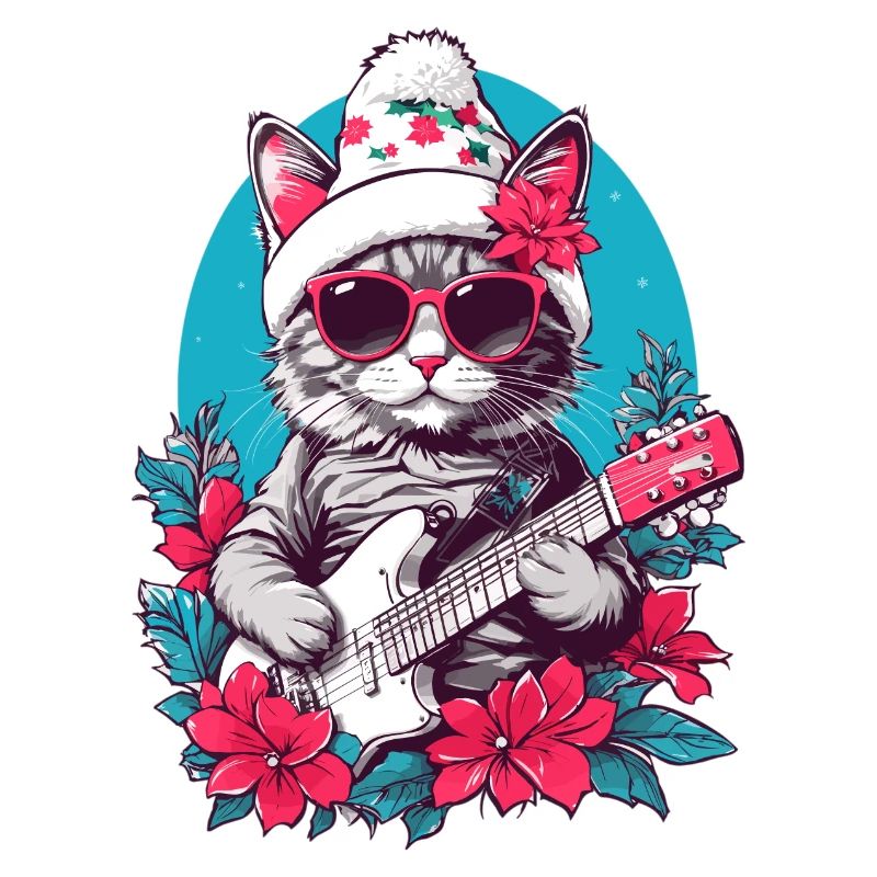 Chat mignon avec guitare