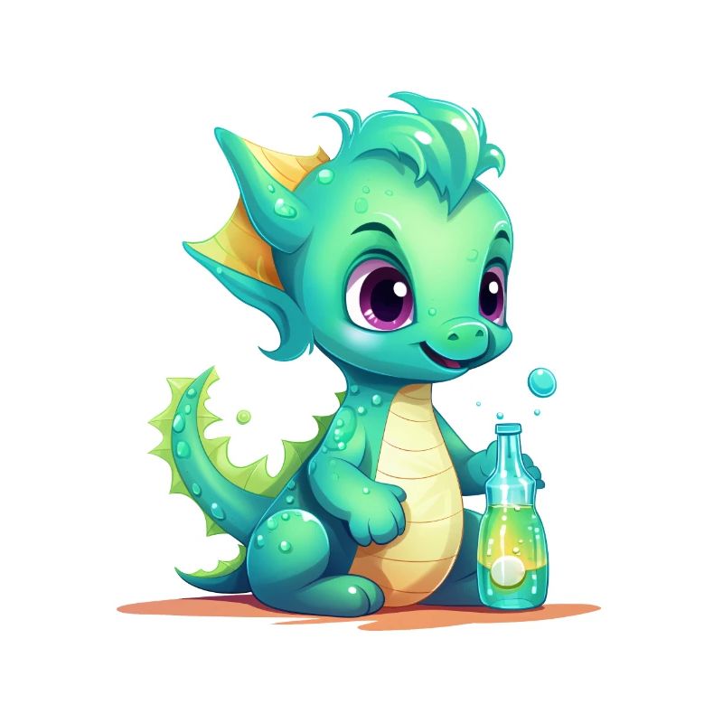 Bébé Dragon Vert avec Chemise Magic Bottle