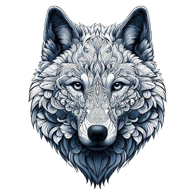 Loup décoré de Mandalas