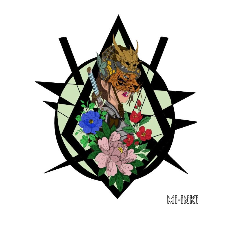 Kriegerin im blumenfeld