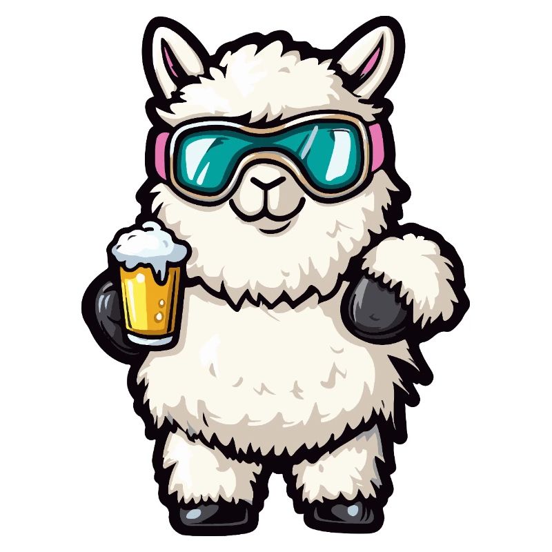 Alpaka Llama Apres Ski Bier Comic