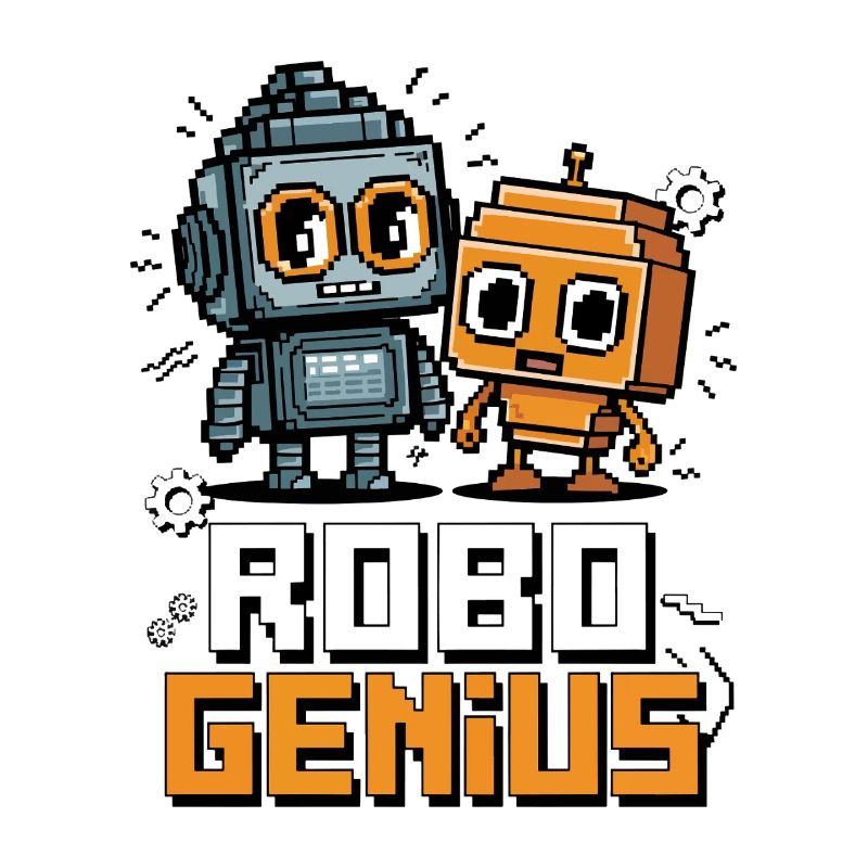 Rétro Pixel Robo Genius Mignon Robot Art