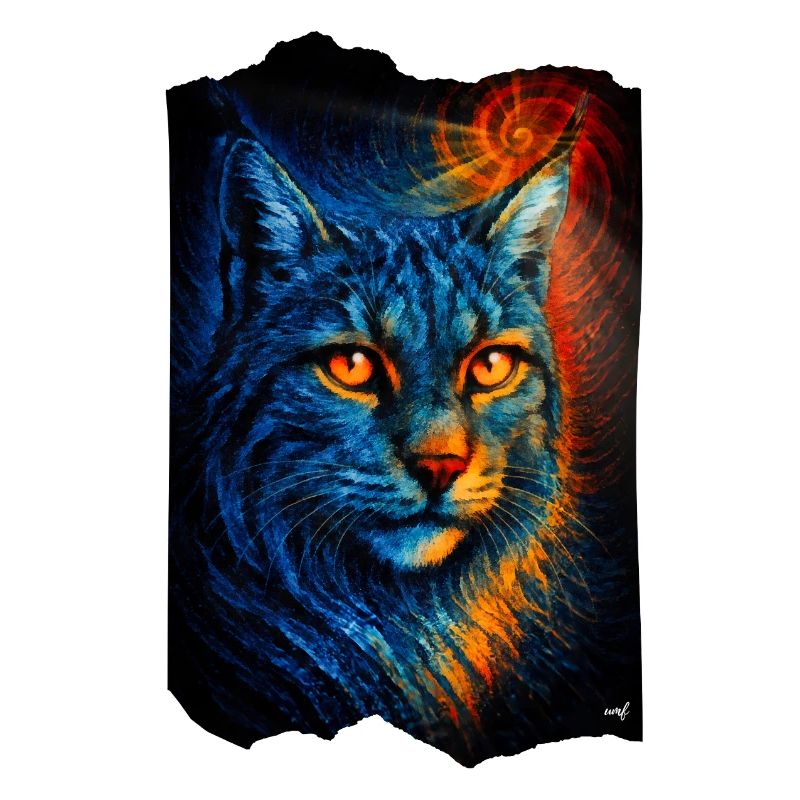 Mystical lynx wildcat in firelight