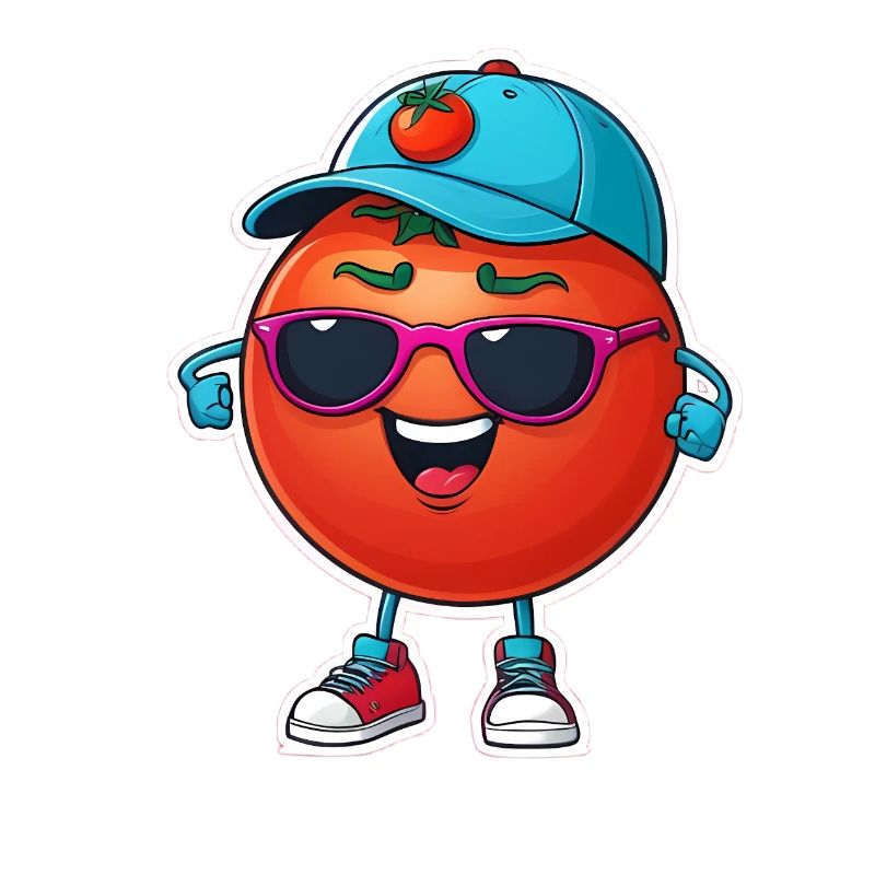Tomate mit Cap und Sonnenbrillen