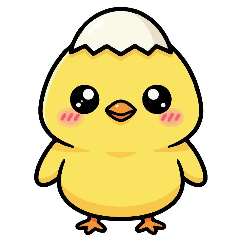 Küken mit Kawaii-Kappe