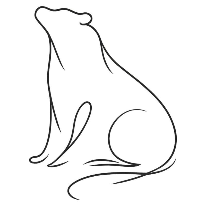 Silent Bear Silhouette in Minimal Flowing Lines II