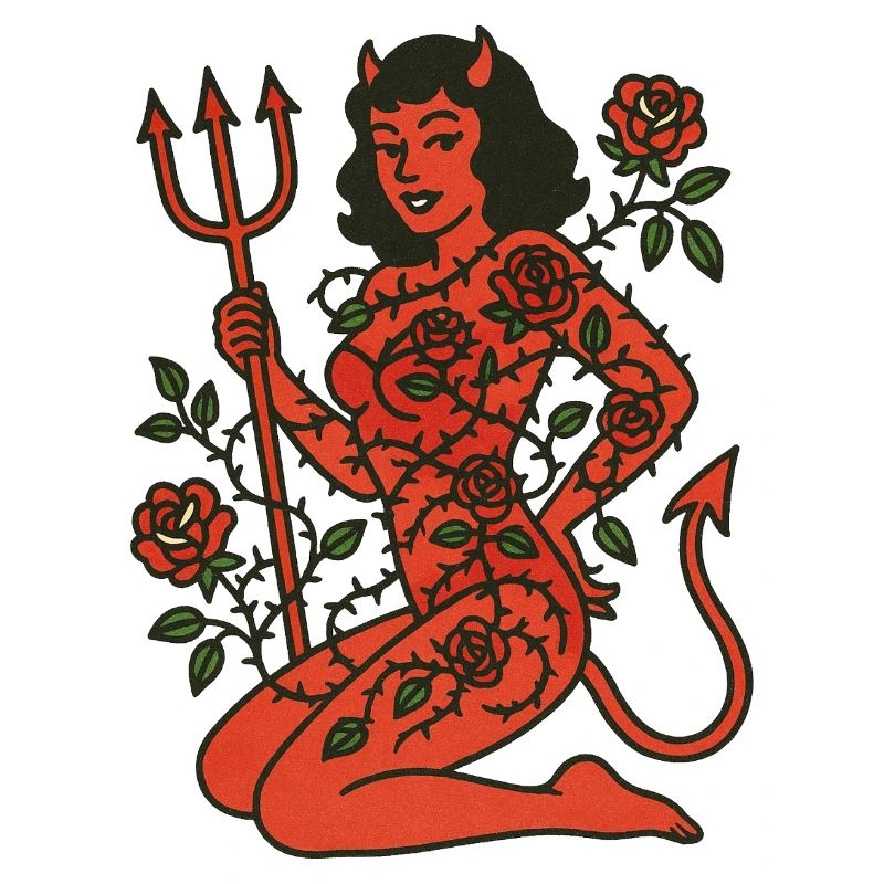Rosebound Devil Maiden Tattoo