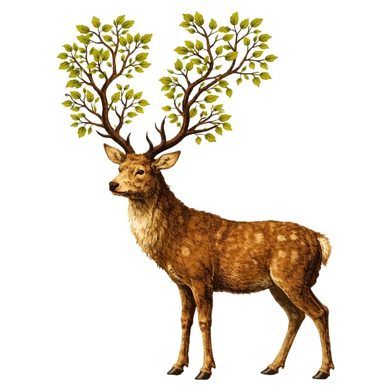 Hirsch mit Baumgeweih – Naturgeist des Waldes