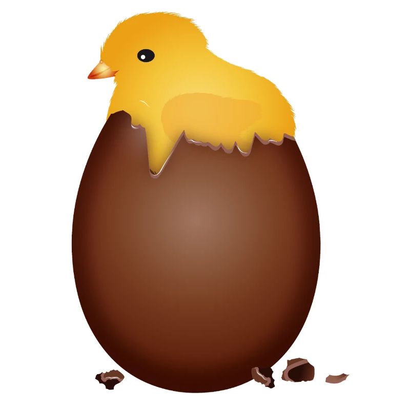 Chocolate Easter Egg with Cute Chick