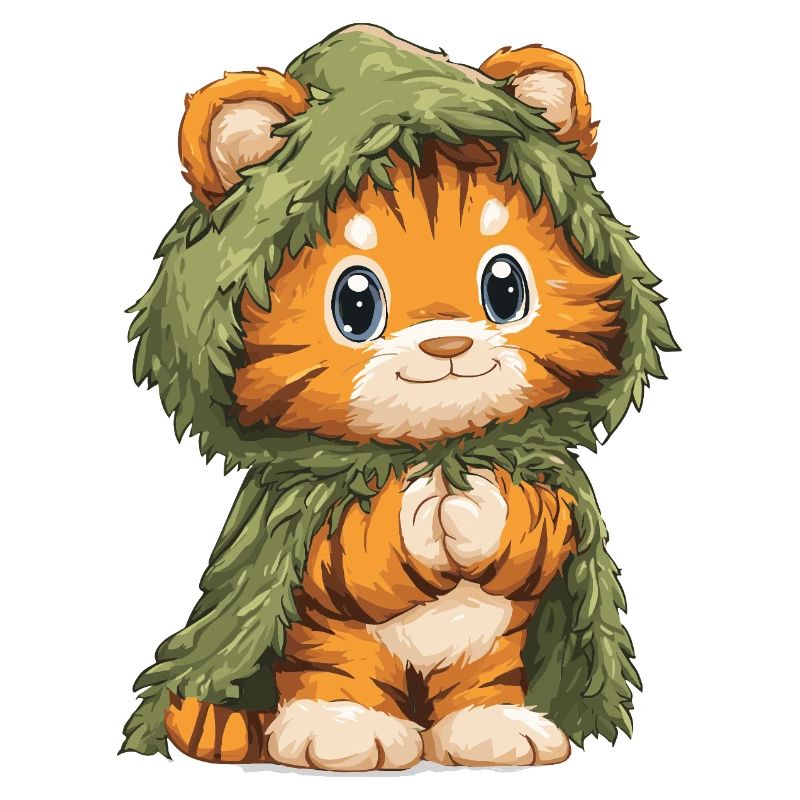 Kuscheltiger im Moosumhang