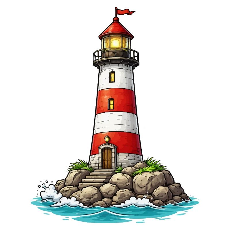 Lighthouse with red stripes