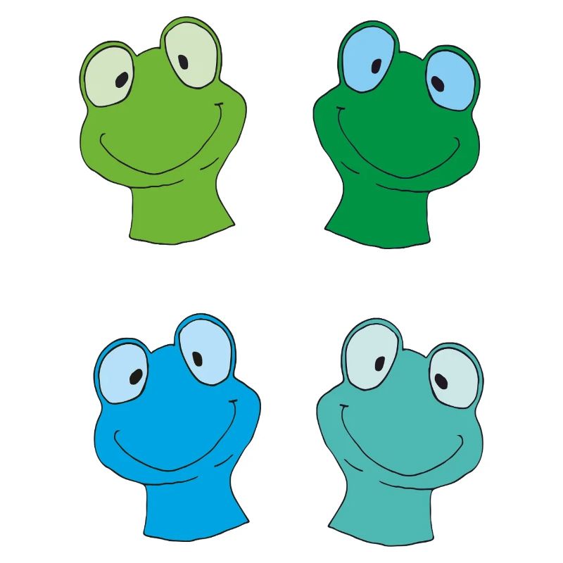 Colorful frog faces