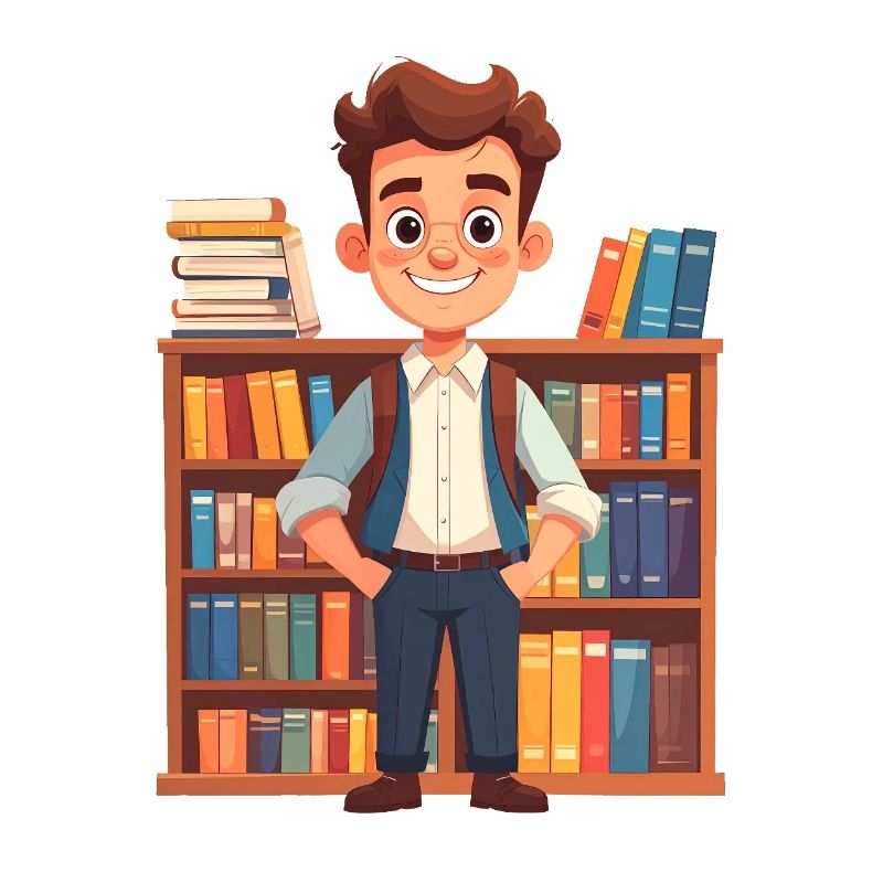 Bibliothécaire devant une étagère