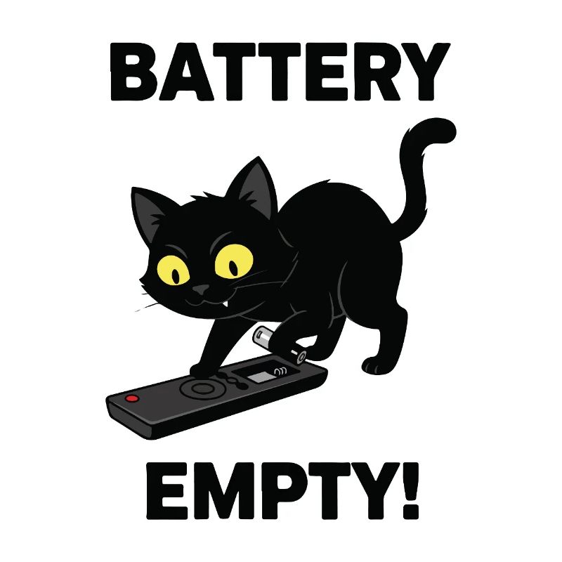 Battery Empty Chat Télécommande Humour