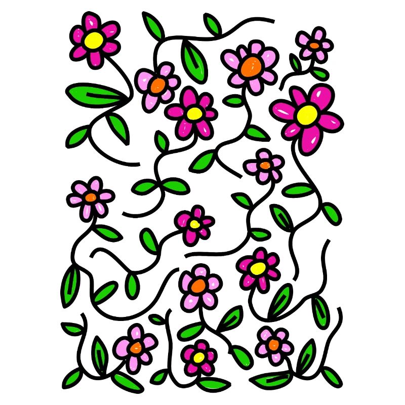 Rosa blühende Doodle-Gänseblümchen