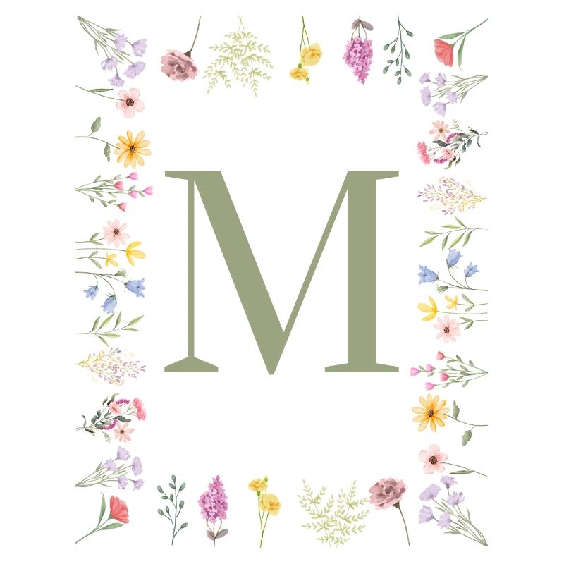 Initial M Floral Monogram