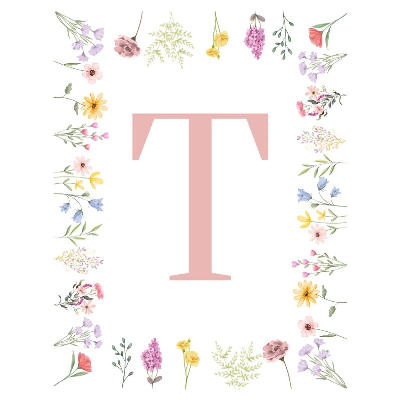 Florale Initialen "T", Buchstaben Monogramm