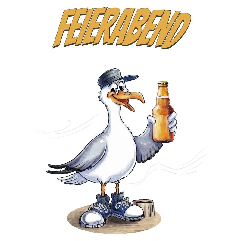 Feierabend Möwe Bierlustig Spruch