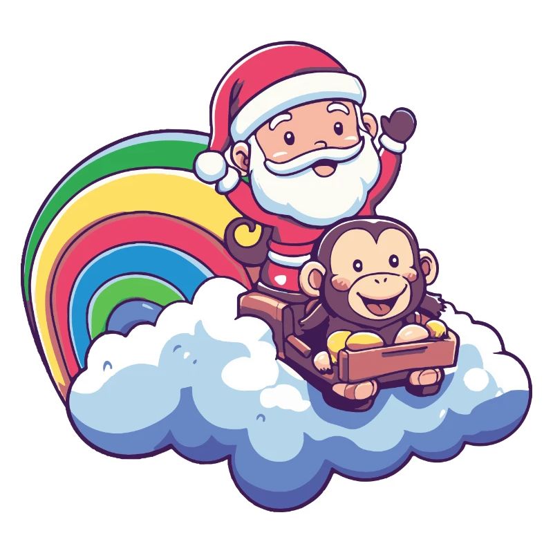 Affe Weihnachtsmann Regenbogen