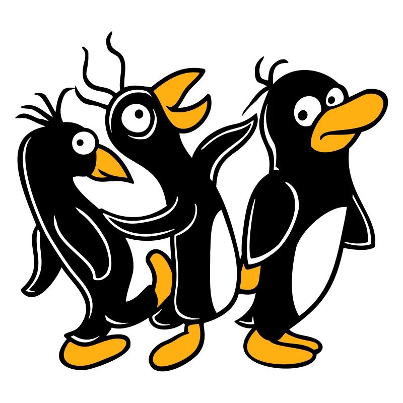 Crazy penguins running stupid kicking team friends