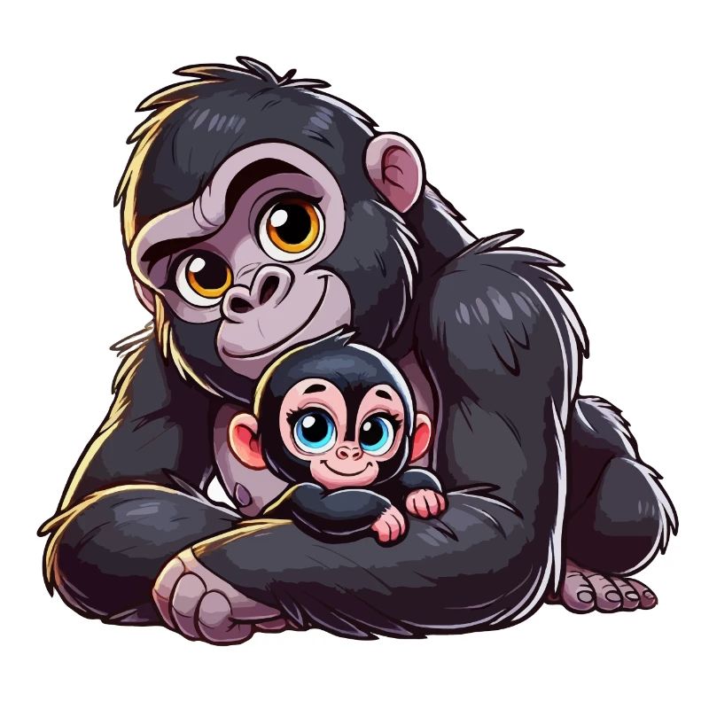 Gorilla-Mutter mit Kind