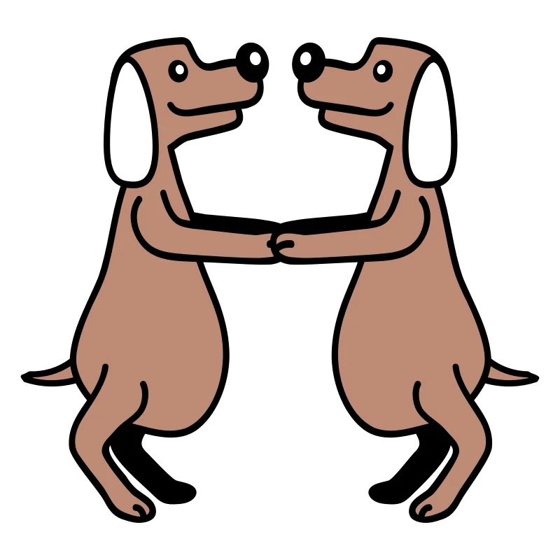 2 dogs big belly overweight dancing together