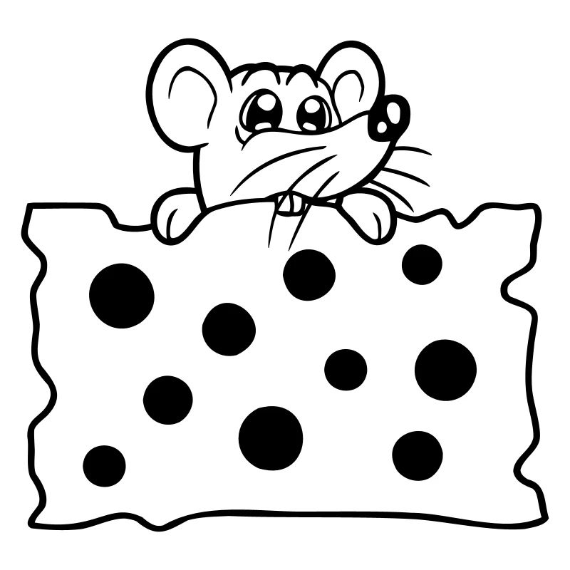 Mouse eats huge holes cheese hunger eat delicious