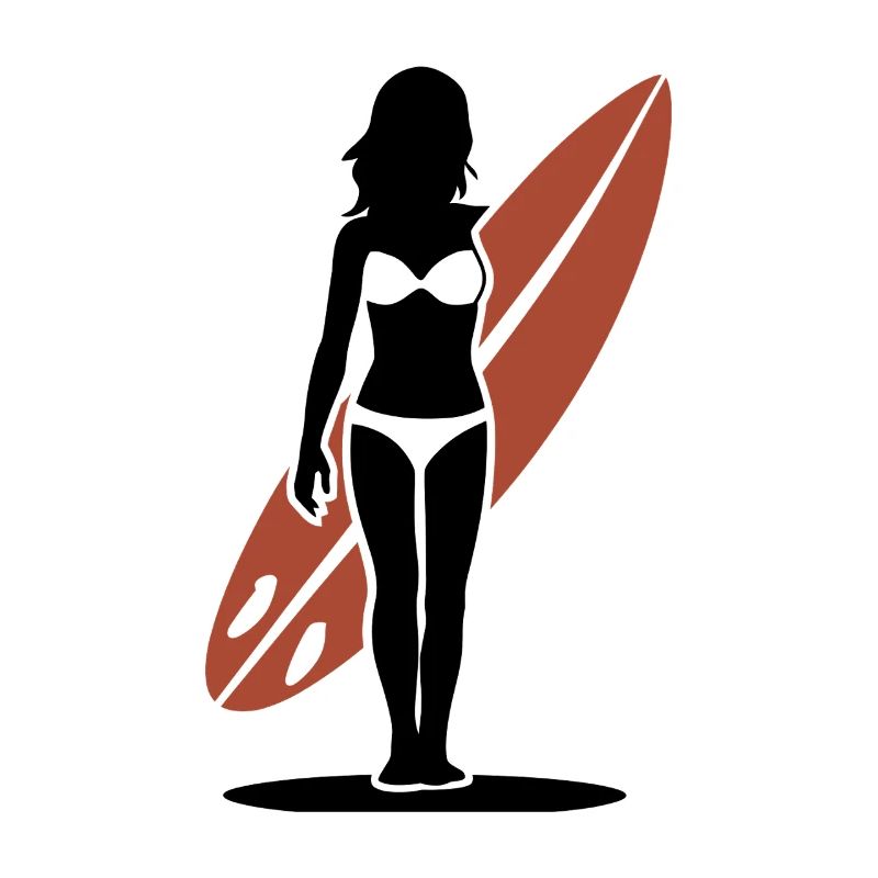 Silhouette De Surfeur Avec Planche De Surf Sur La Plage En