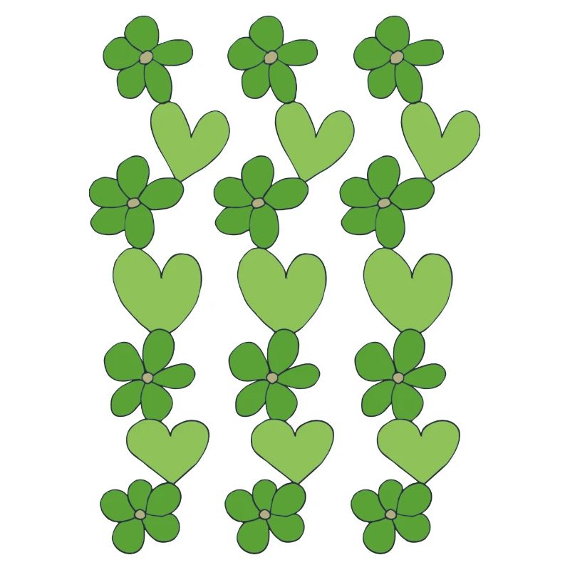 cœurs fleurs vert