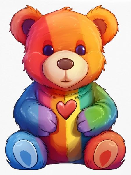 Rainbow Heart Bear Plush