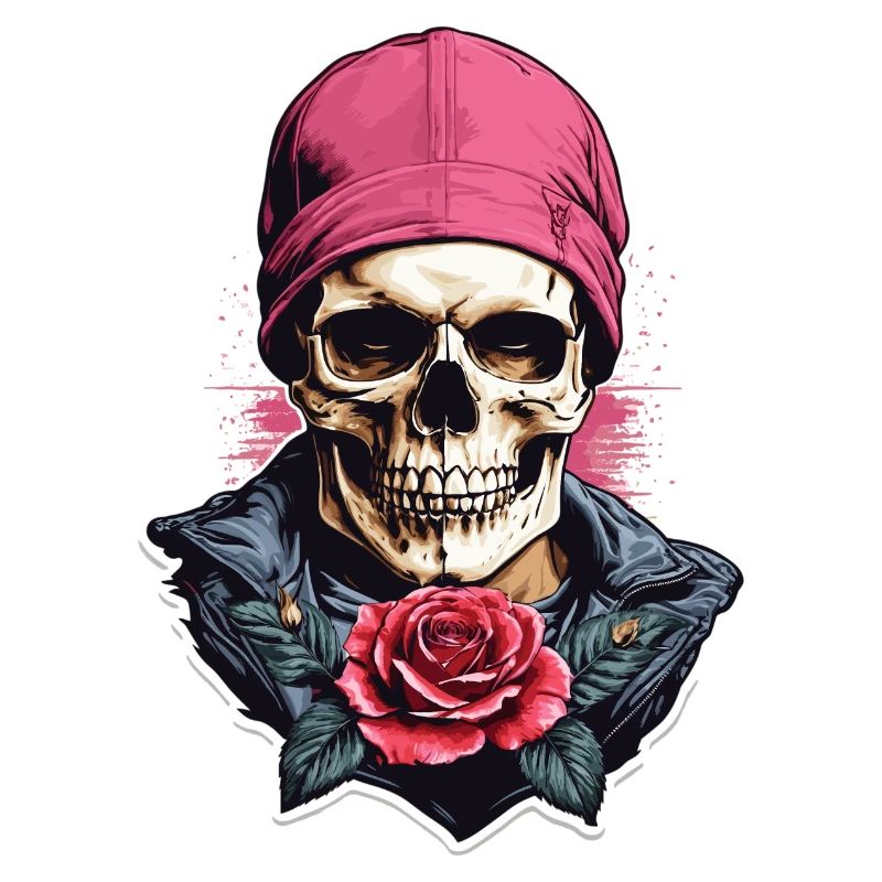 Totenkopf mit Rose