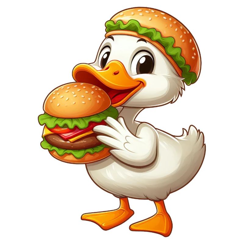 Drôle de canard hamburger de restauration rapide