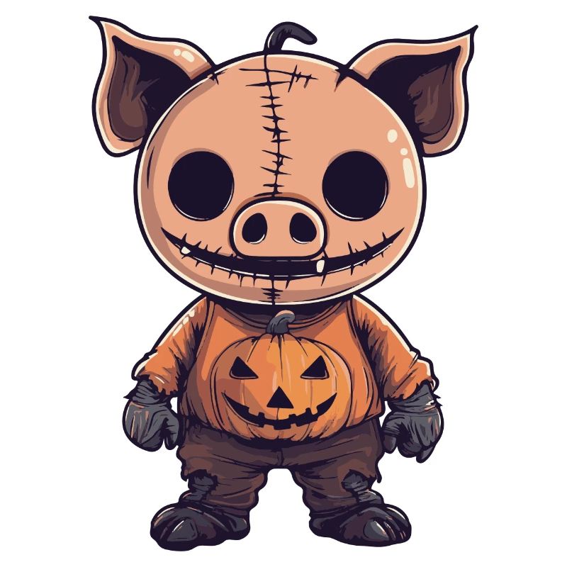 Pig Halloween Comic Funny