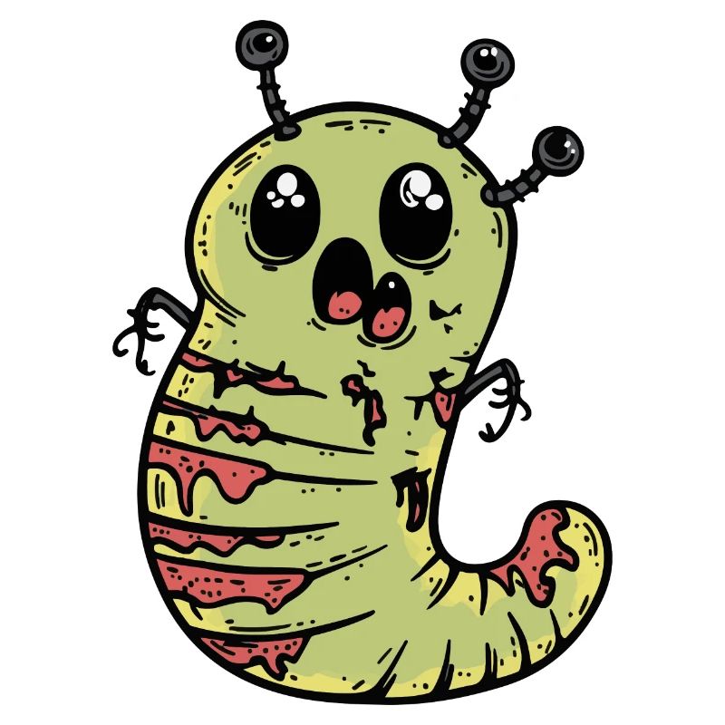 Worm Halloween Comic Funny