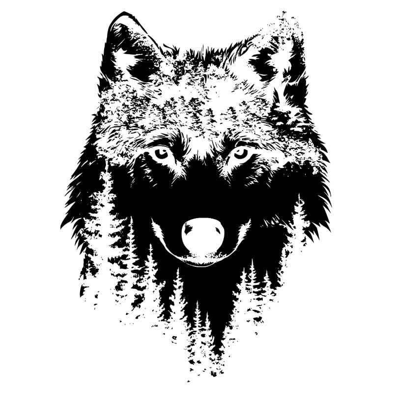 Silhouette de forêt de loups