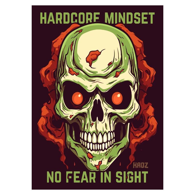 Gothic skull with hardcore saying