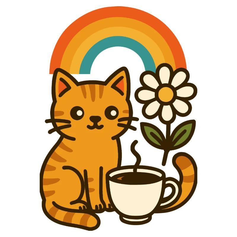 Kaffee, Katze und Regenbogen