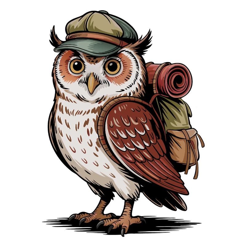 Waldwanderer Eule mit Rucksack