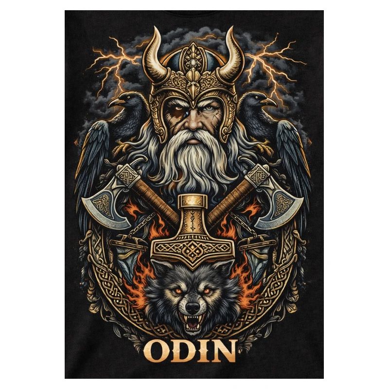 Odin Warfather with Ravens and Wolves