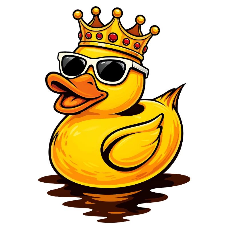 Cool rubber duck with crown and sunglasses