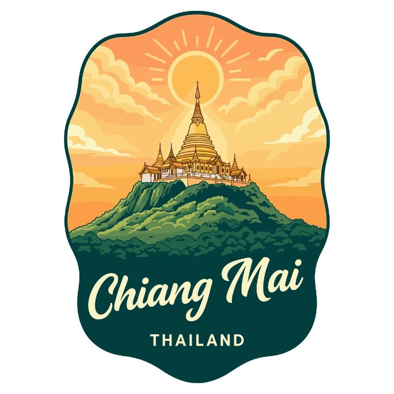 Chiang Mai Doi Suthep Retro-Reiseabzeichen