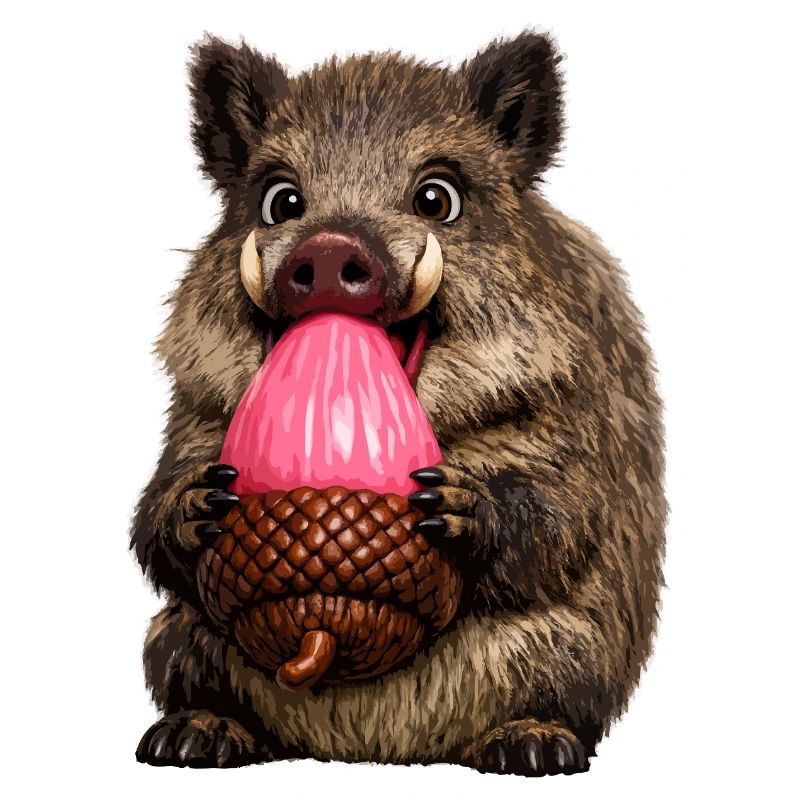 Wildschwein mit rosa Eichel
