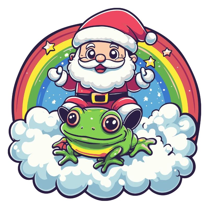 Frog Santa Claus Rainbow