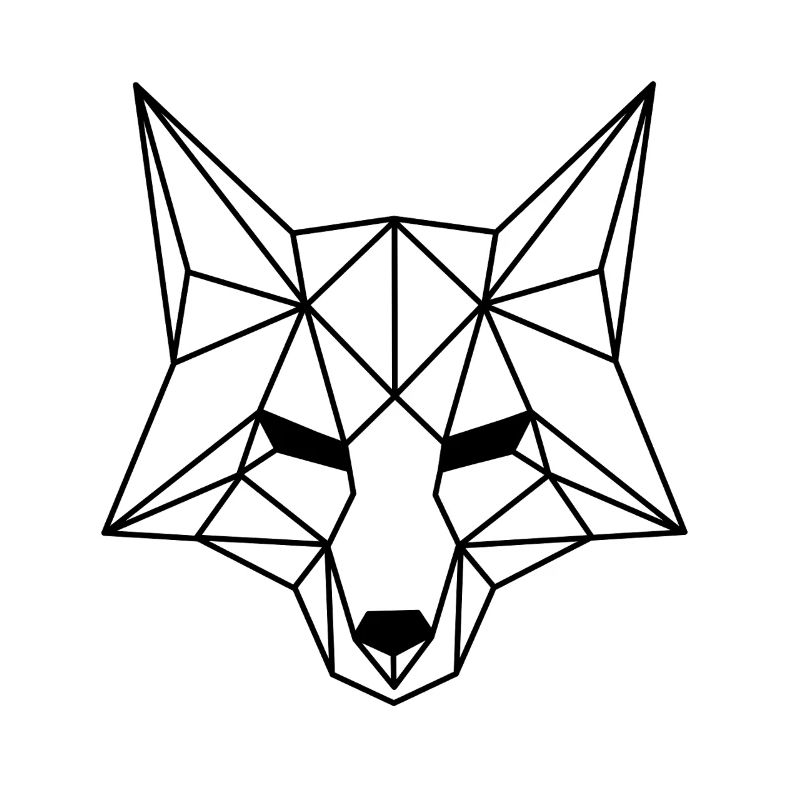 Noir Blanc Renard Illustration Polygone Design