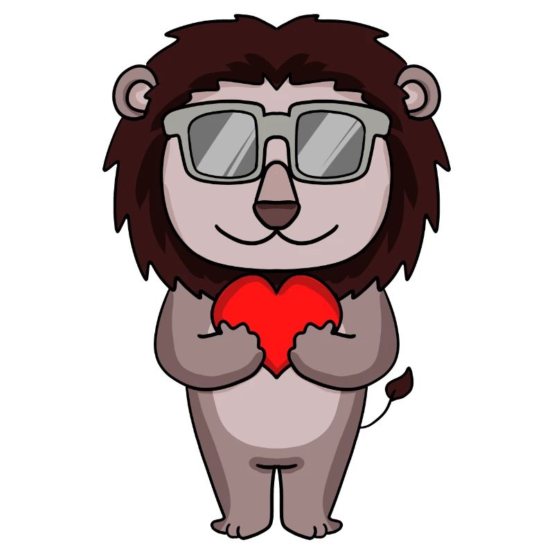 Löwe mit Sonnenbrille und Herz