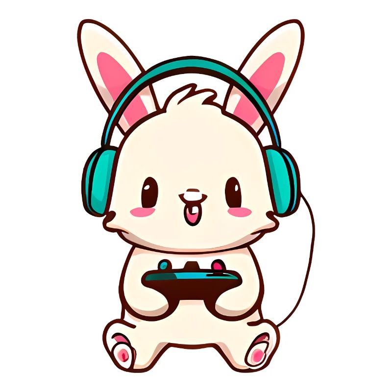 00245 Hase mit Kopfhörer und Controller