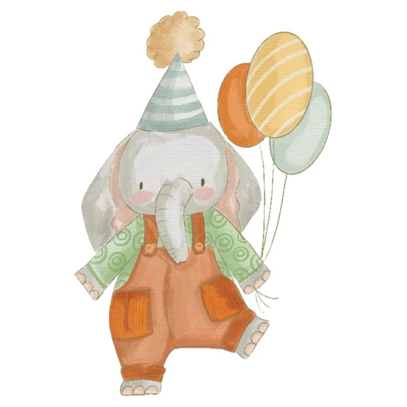 Geburtstagselefant mit Luftballons