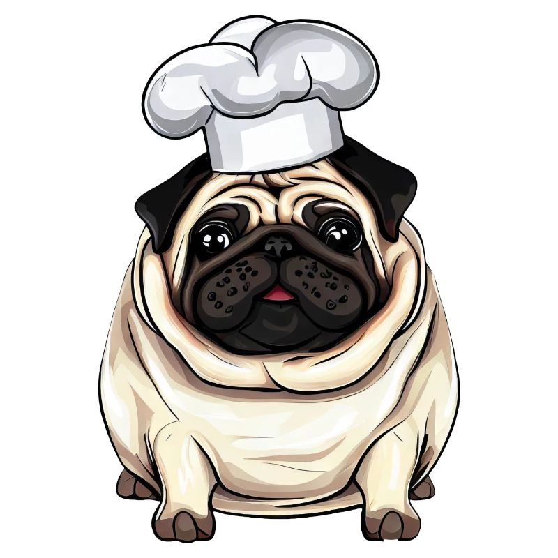 Carlin de cuisine, conception créative de chien
