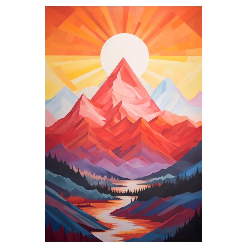 Paysage de Montagne avec coucher de soleil