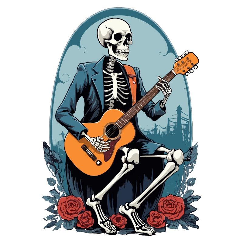 Skeleton Playing Guitar